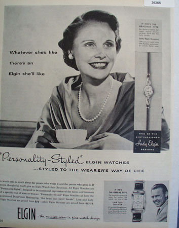 Elgin Personality Styled Watch 1956 Ad