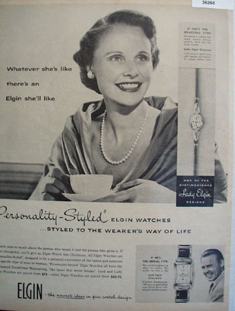 Elgin Personality Styled Watch 1956 Ad