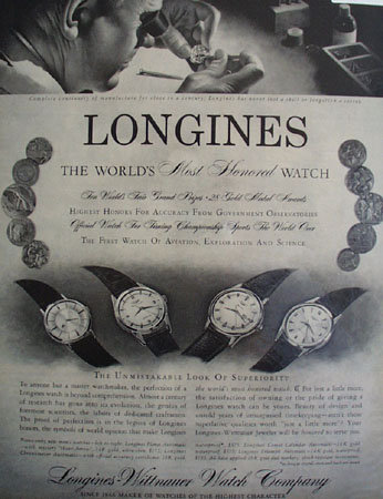 Longines Wittnauer Watch Co. 1958 Ad