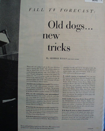 Fall TV Forecast 1958 Article
