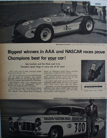 Champion Spark Plugs 1956 Ad