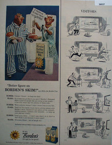 Bordens Fortified Skimmed Milk 1959 Ad