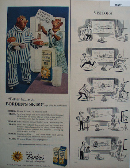 Bordens Fortified Skimmed Milk 1959 Ad