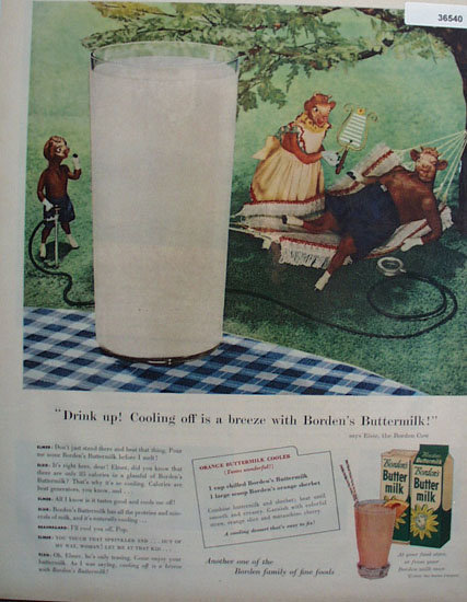 Bordens Butter Milk 1956 Ad