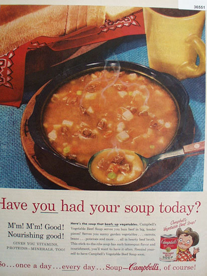 Campbells Vegetable beef Soup 1957 Ad