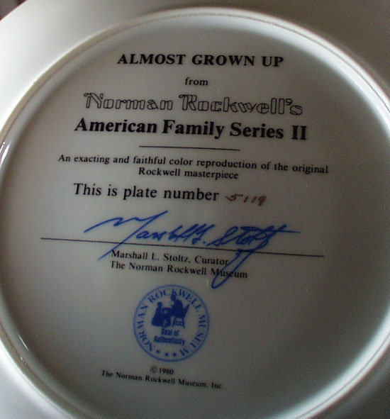 Norman Rockwell Collector Plate Almost Grown Up