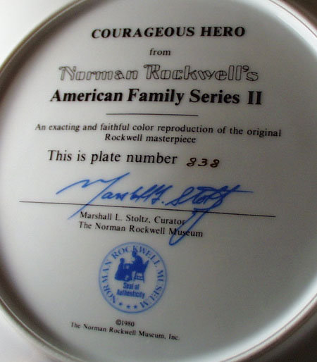 Norman Rockwell Collector Plate Courageous Hero