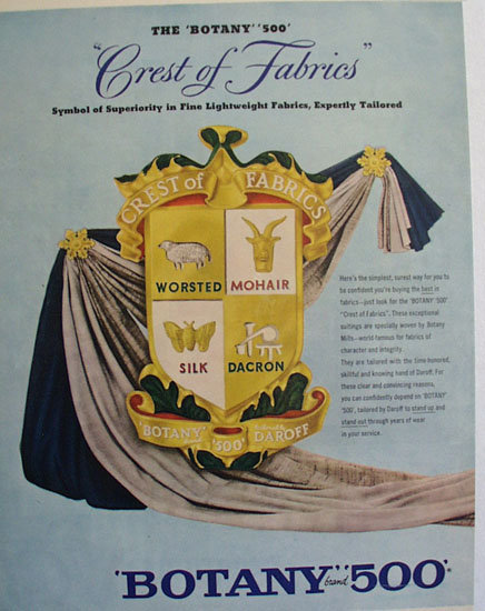 Botany 500 Crest Of Fabrics 1956 Ad