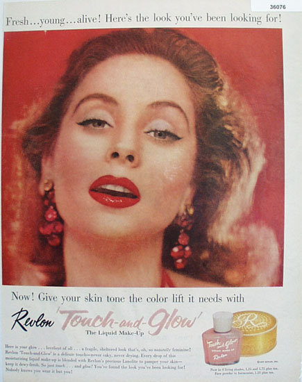 Revlon Touch and Glow Make Up 1957 Ad