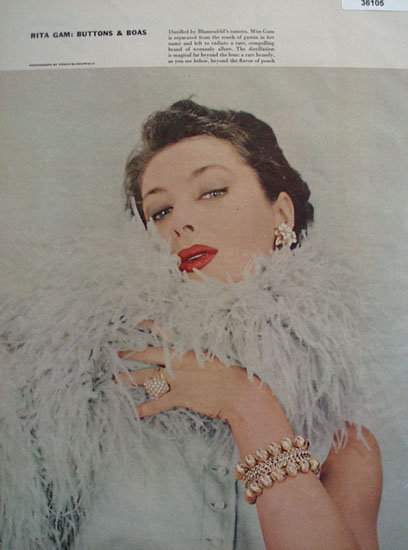 Rita Gam Buttons and Boas 1956 Picture Article