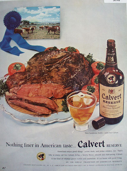 Calvert Reserve Blended Whiskey 1956 Ad