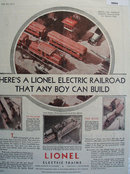 Lionel Model Electric Trains 1929 Ad