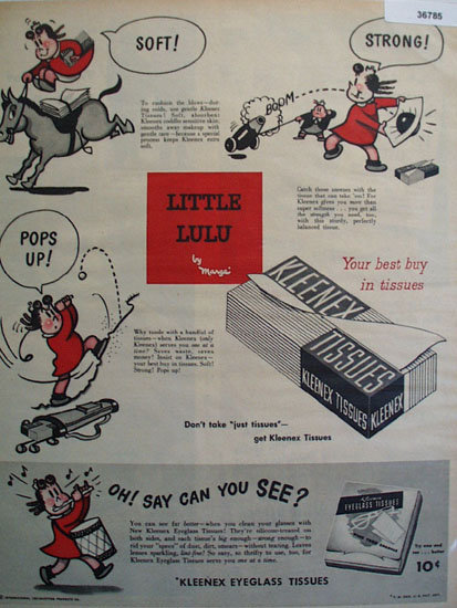 Kleenex Tissues Little Lulu 1950 Ad