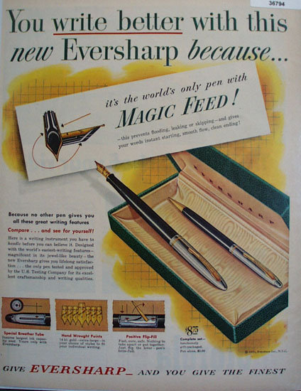 Eversharp Magic Feed Pen 1951 Ad