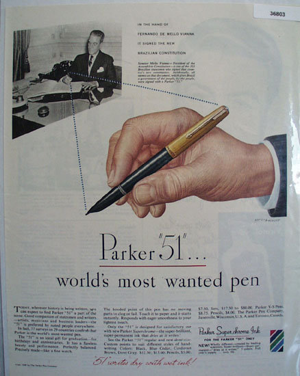 Parker 51 Pen Fernando De Mello Vianna 1948 Ad