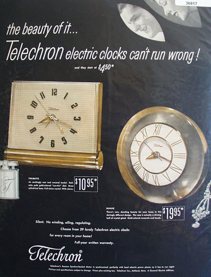 Telechron Electric Clocks 1950 Ad