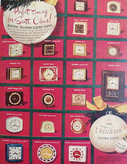 Telechron Electric Clocks 1950 ad