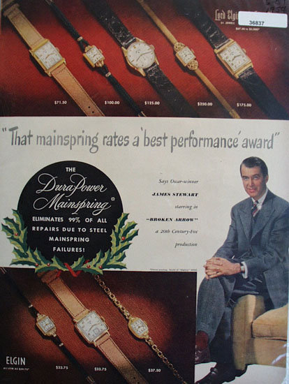Elgin Watch James Stewart 1954 Ad.