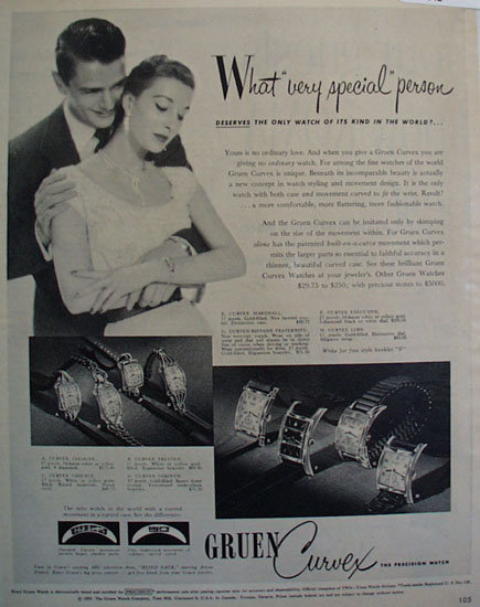 Gruen Curves Watch 1950 Ad