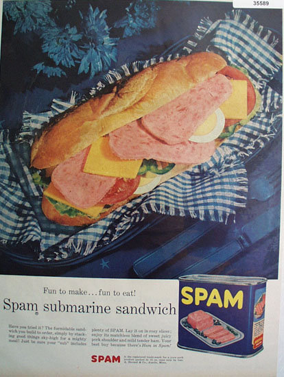Spam Submarine Sandwich 1956 Ad