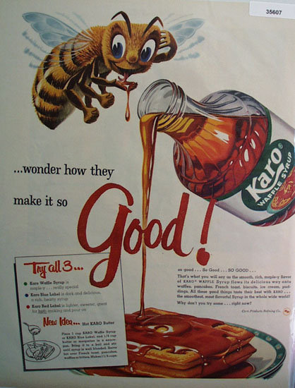 Karo Waffle Syrup 1958 Ad