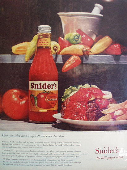 Sniders Chili Pepper Catsup 1959 Ad
