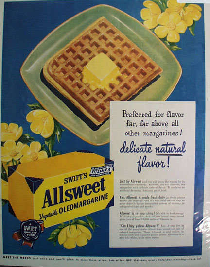 Swifts Allsweet Oleomargarine 1949 Ad