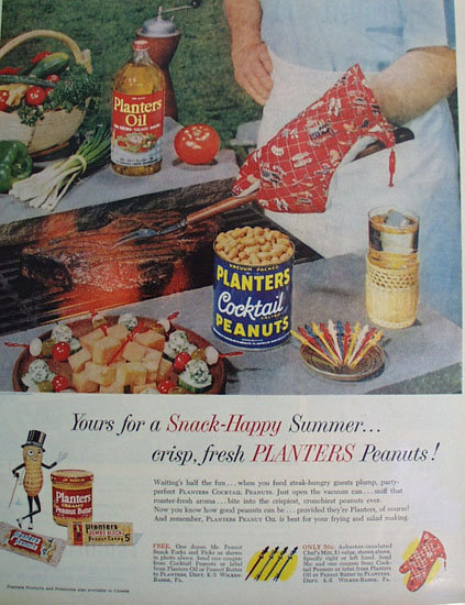 Planters Cocktail Peanuts And Oil 1959 Ad