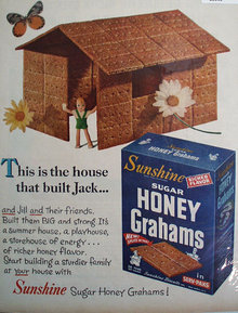 Sunshine Sugar Honey Grahams 1956 Ad