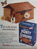 Sunshine Sugar Honey Grahams 1956 Ad