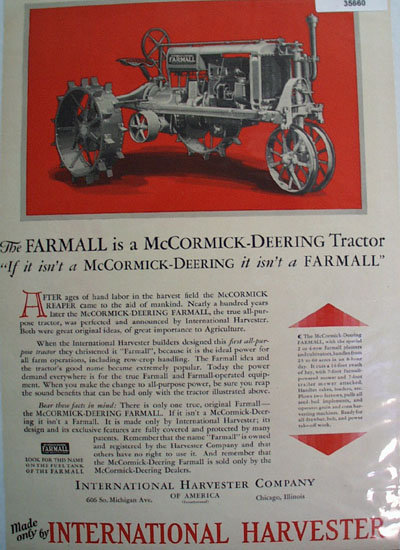 McCormick Deering Farmall Tractor 1930 Ad