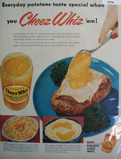 Kraft Pimento Cheez Whiz Spread 1955 Ad