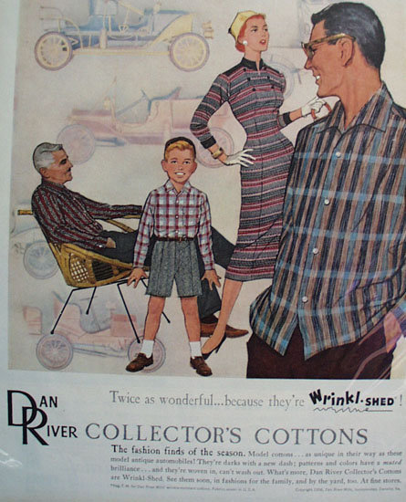 Dan River Wrinkl-Shed Cotton Clothes 1956 Ad