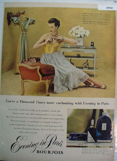 Evening In Paris Bourjois Perfumes 1949 Ad