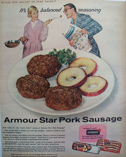 Armour Star Pork Sausage 1956 Ad