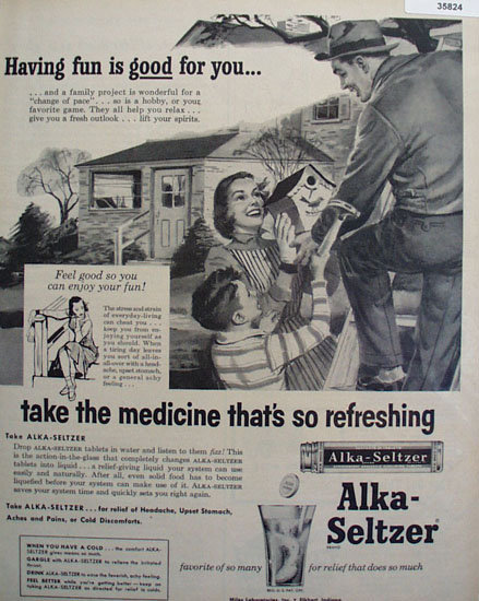 Miles Laboratories Alka Seltzer 1956 Ad