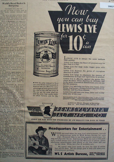 Lewis Lye 1934 Ad