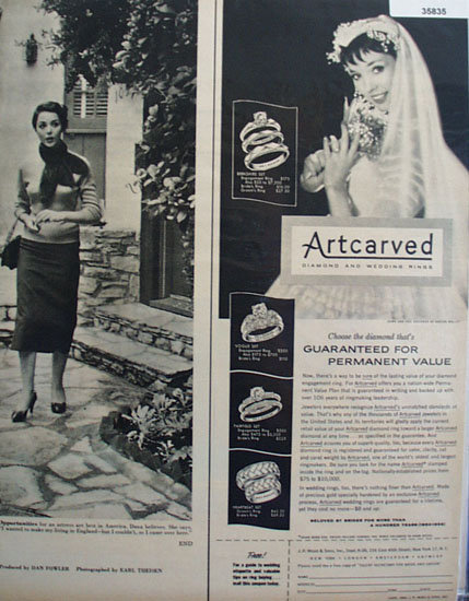 J. R. Woods Artcarved Diamond And Wedding Rings 1956 Ad