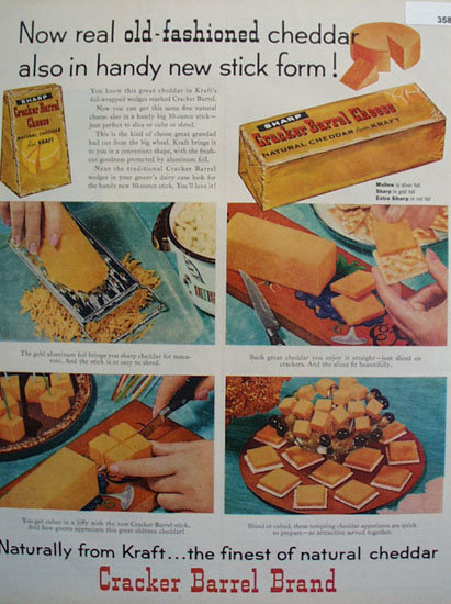 Kraft Cracker Barrel Cheese 1959 Ad