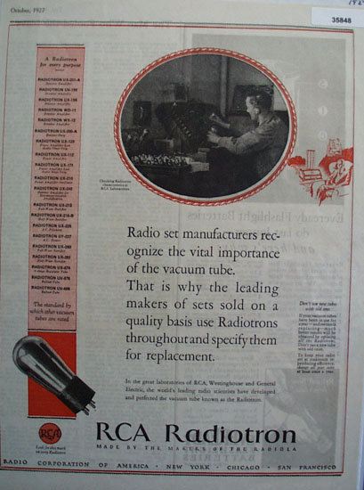 RCA Radiotron Vacuum Tube 1927 Ad