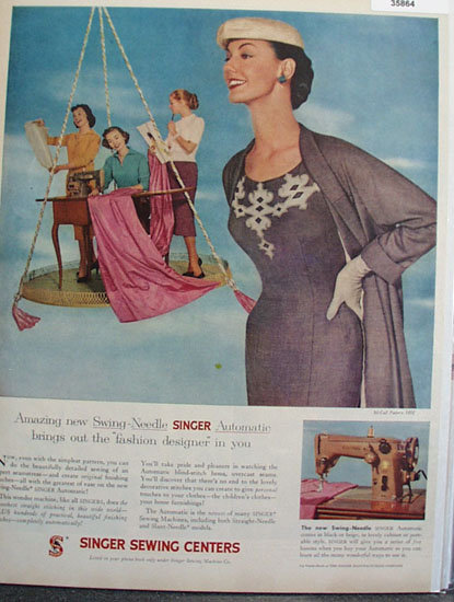 Singer Swing Needle Sewing Machine 1956 Ad