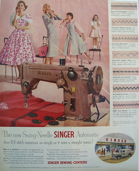 Singer Swing Needle Sewing Machine 1955 Ad