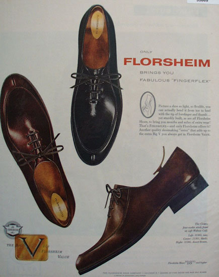 Florsheim Fingerflex Shoes 1957 Ad