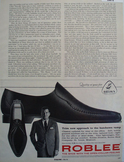 Brown Shoe Co Roblee Shoe 1961 Ad