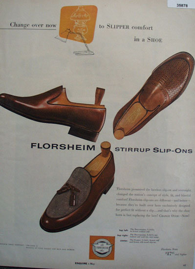 Florsheim Stirrup Slip Ons Shoe 1956 Ad