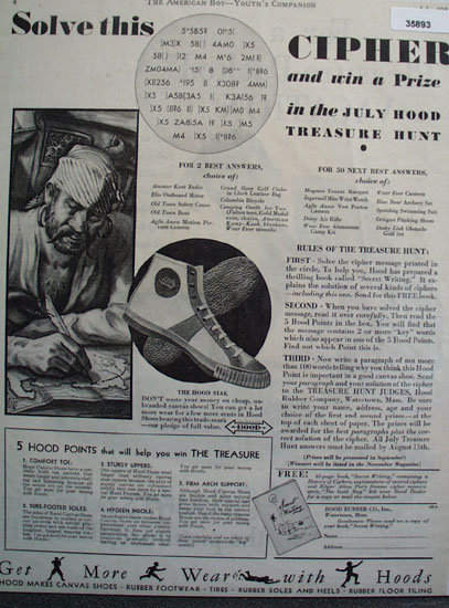 Hood Rubber Co. Cipher Shoe Contest 1931 Ad
