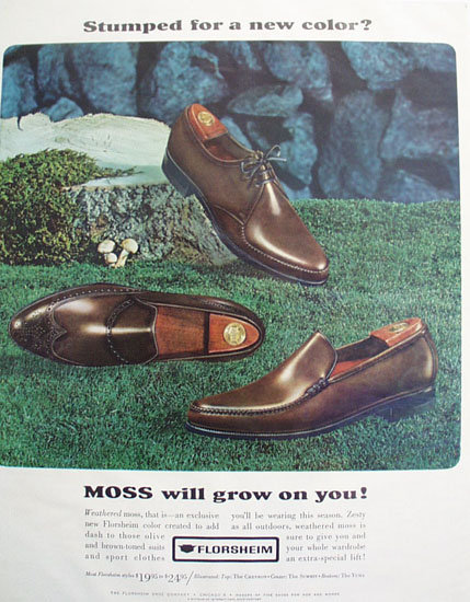 Florsheim Moss Color Shoes 1965 Ad
