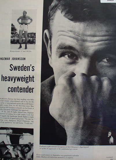 Ingemar Johansson Heavyweight Boxer 1958 Article