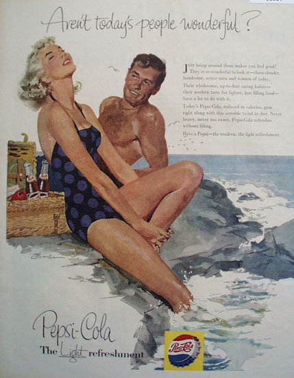 Pepsi Cola Light Refreshment 1956 Ad