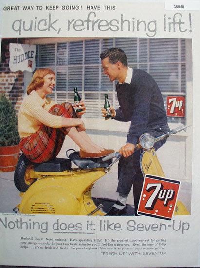 Seven Up Girl On Scooter 1958 Ad